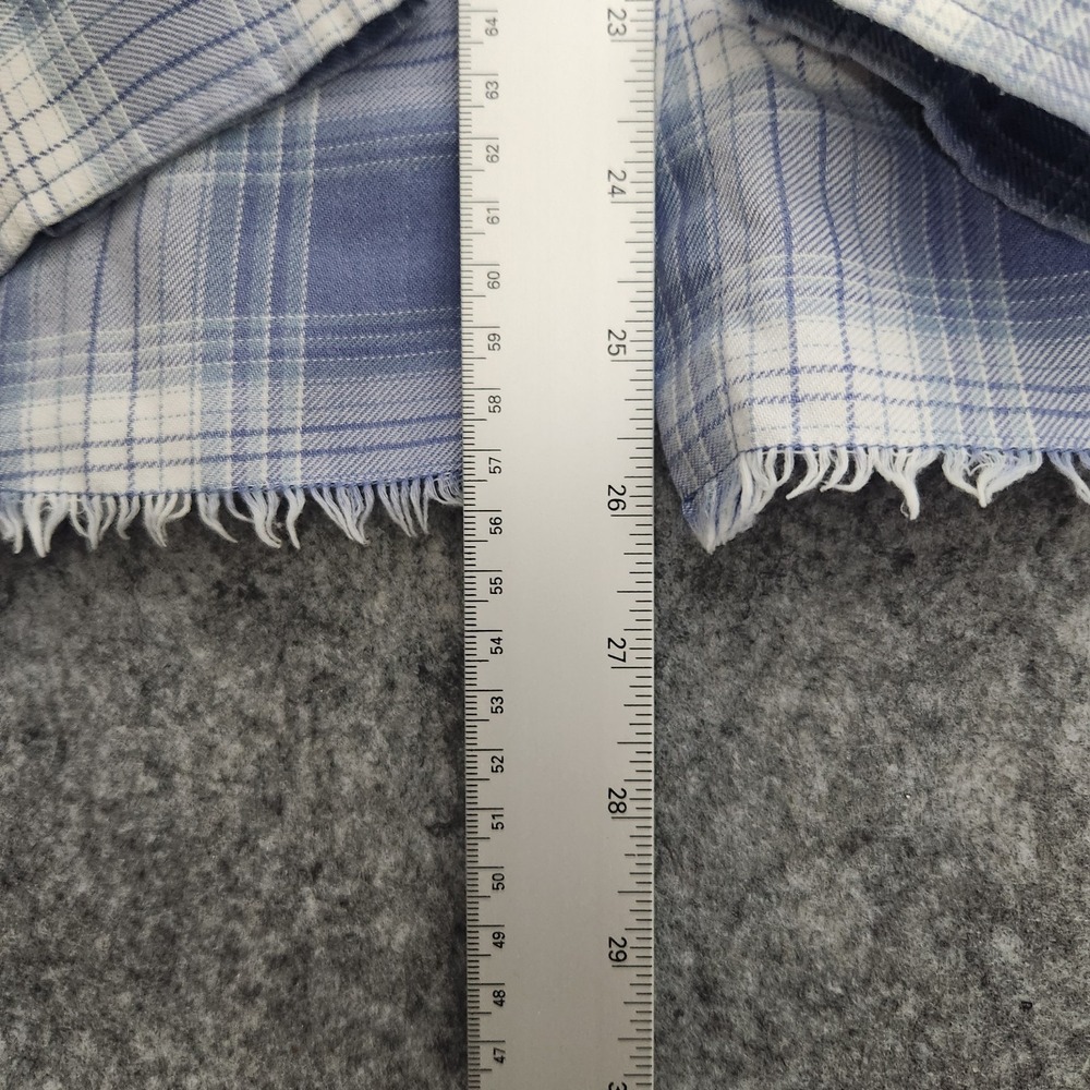 Billabong Shirt Women S P Blue White Tartan Plaid Long Sleeve Button‎ Down Slim - Picture 4 of 6